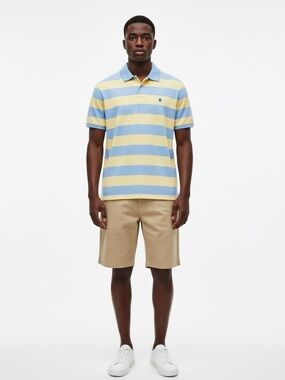 NWOT IZOD Unisex Size 2XL Performance Stretch Blue & Yellow Striped Polo Shirt